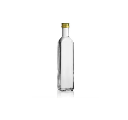 Bottiglia olio Quadra 1000 ml Trasparente tappo alluminio versatore in plastica