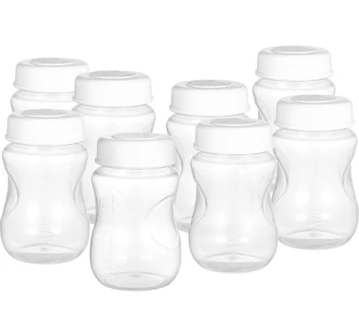 Bottiglie per latte materno da 8 pezzi con coperchio a tenuta Collo largo Senza BPA 180 ml...