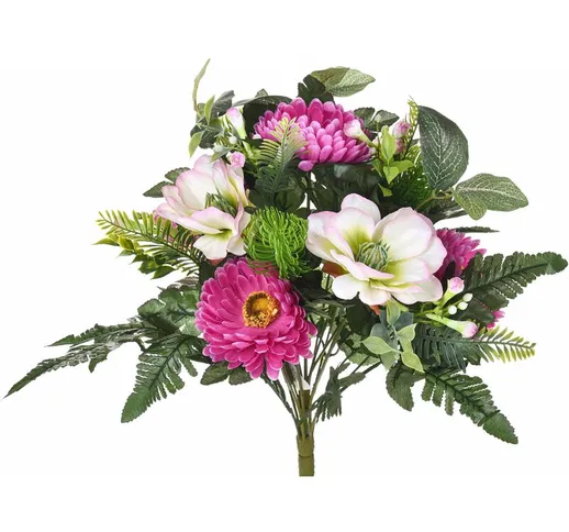 Giordanoshop - Set 2 Bouquet Artificiale con Magnolia Altezza 60 cm Rosa