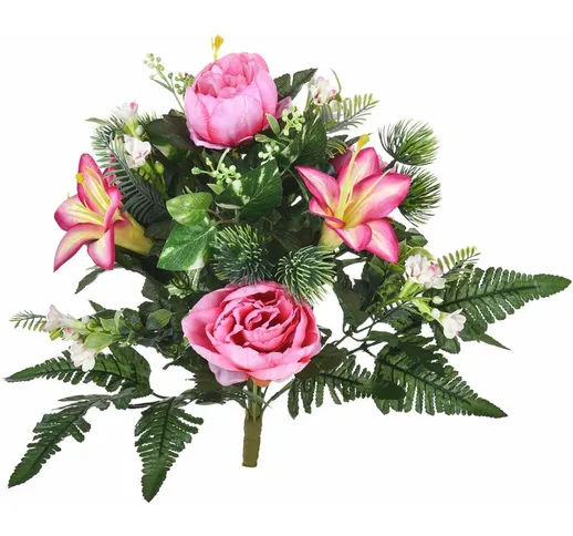 Giordanoshop - Set 2 Bouquet Artificiale con Peonie Altezza 51 cm Rosa