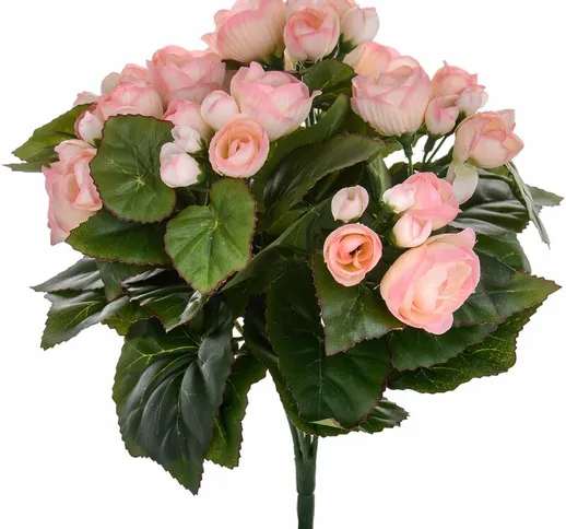 Set 3 Bouquet Artificiale di Begonia Altezza 28 cm marrone