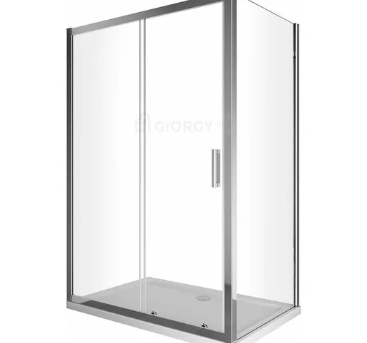 Box cabina doccia 2 lati cristallo fisso 70 75 80 90 cm + porta scorrevole 100 110 120 130...