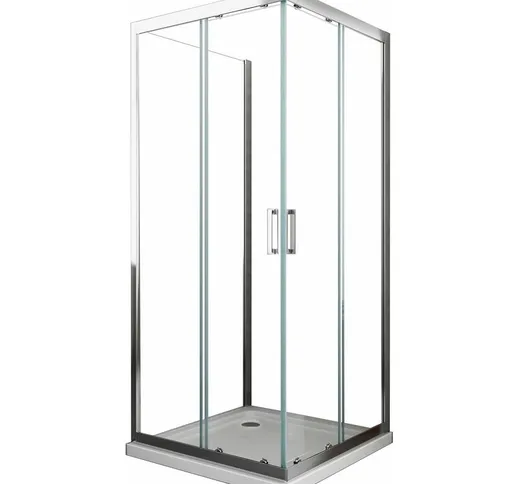 Box Cabina Doccia 3 Lati Vetro Fisso Laterale + Due Lati Scorrevoli Vetro 6 mm H 190 cm 10...