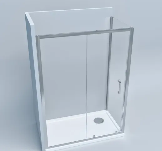 Box doccia 2 lati: fisso + porta scorrevole apertura laterale - 90 cm - 145