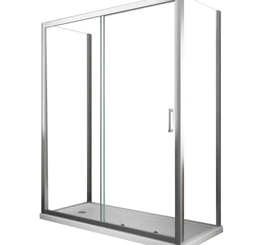 Box Doccia 3 Lati 65x120x65 Cm 1 Anta Scorrevole In Cristallo Trasparente 6mm H190 Four