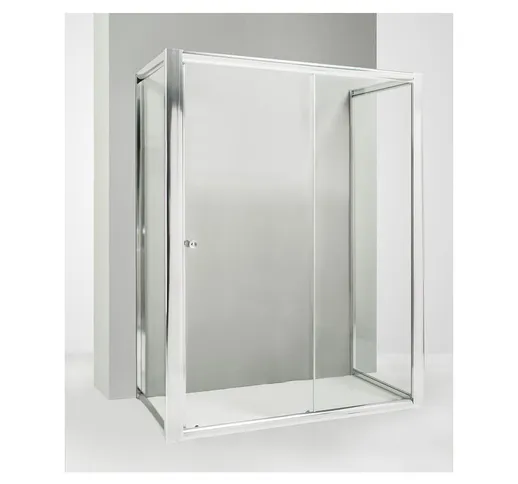 Box doccia 3 lati con 2 ante fisse e porta scorrevole 100x90x100 cm trasparente