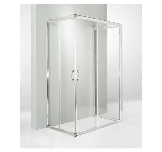 Box doccia 3 lati porta scorrevole 60x100x60 cm trasparente
