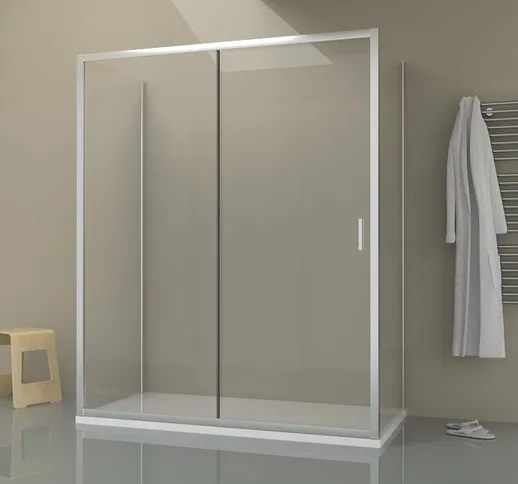 Box doccia TOKYO porta scorrevole rettangolare 3 lati 160x70x70 cm altezza 200 cm cristall...