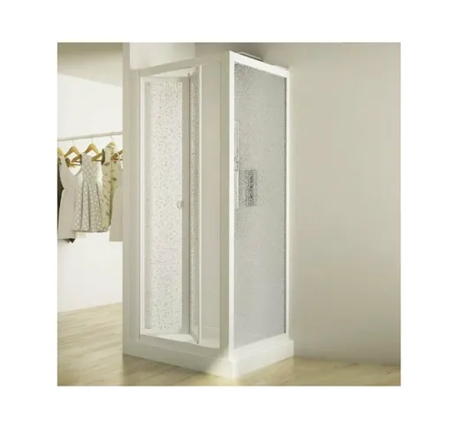 Box doccia a libro soffietto pvc bianco acrilico h.185cm DOPLAS DUO Porta 85+Fisso 70cm