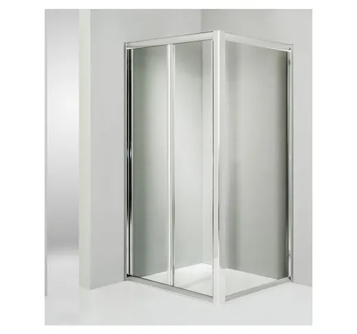Box doccia angolare anta fissa porta soffietto 100x105 cm trasparente