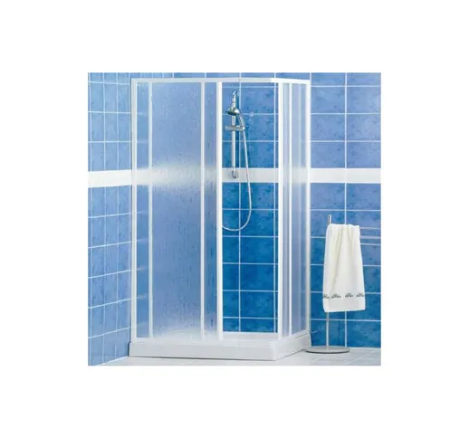 Box doccia angolare in alluminio verniciato bianco. Cabina doccia bagno Giava ad estension...