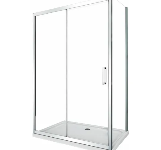 Box doccia angolare parete fissa e anta fissa + porta scorrevole vetro 6 mm misura 67,5-70...