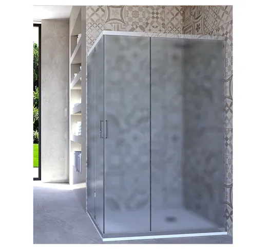 Box doccia angolare porta scorrevole 80x120 cm opaco