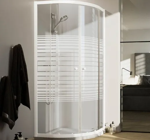 Box doccia bianco vetro serigrafato h 185 mod. Blanc semicircolare 90x90 cm