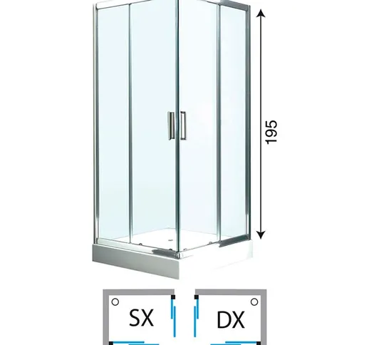 Box doccia cabina angolare circolare scorrevole vetro cristallo 6 mm - offerta misura: 80x...