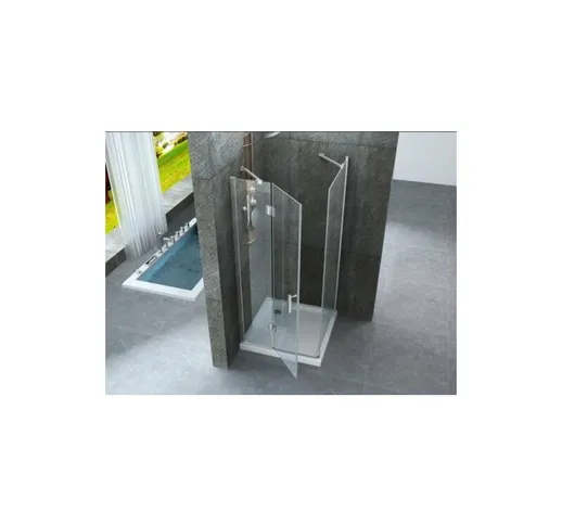 Box doccia con porta battente e lato fisso in cristallo 8mm trasparente PURA DUO 80 cm,70...