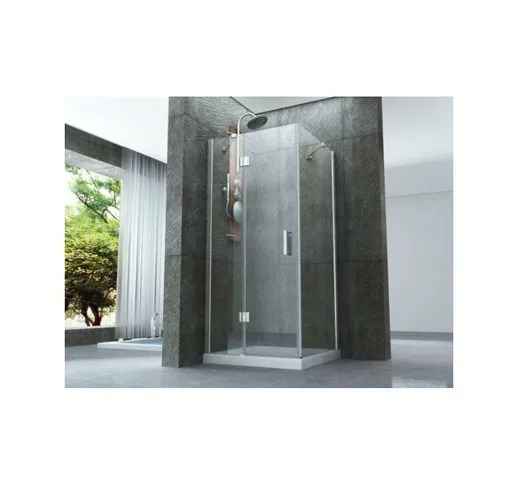 Box doccia con porta battente e lato fisso in cristallo 8mm trasparente pura duo 80 cm,70...