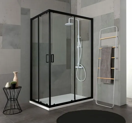 Box doccia con profilo nero opaco e cristallo trasparente 70X100 city