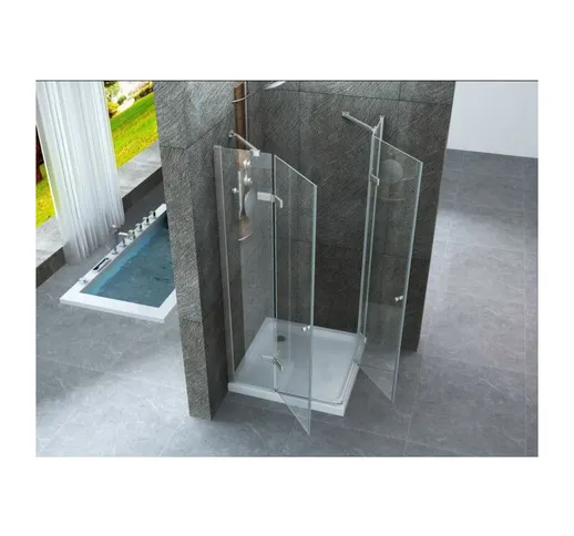 Box Doccia Cristallo 8 mm frameless due lati doppio battente esterno - Misura: 90 x 90 x h...