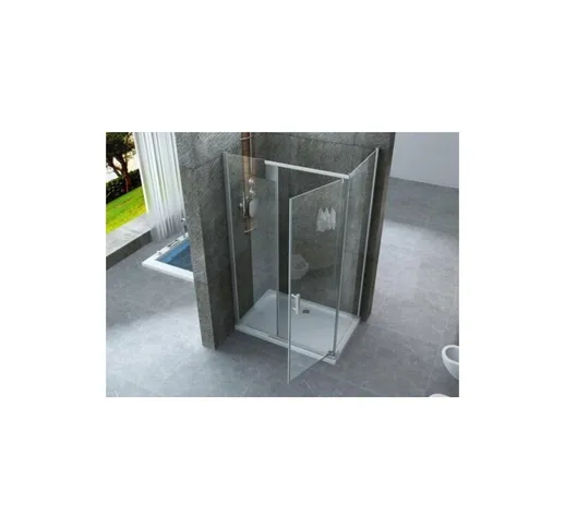 Box doccia due lati con porta battente cristallo 8mm trasparente h.195 SIDE 90 cm,80 cm