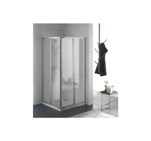 Box doccia due lati scorrevole in pvc e alluminio BRIO Bianco,80/90x80/90 cm