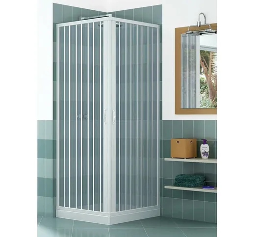 Box Doccia Angolare 70x70 Cm 2 Ante A Soffietto In Pvc H185 Manen Grigio - Caldoni