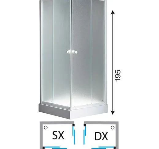 Box doccia angolare in cristallo trasparente altezza 195 cm misura: 90x90 - box doccia ang...
