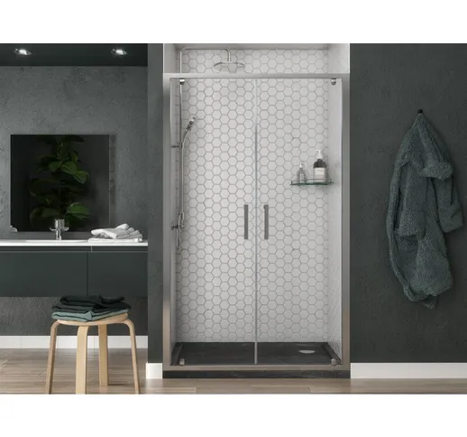 Box doccia porta 2 battenti profilo cromato altezza 190 cristallo temperato 6 mm misura: 1...