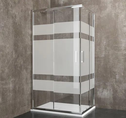 Bricozone - Box Doccia Rettangolare 195 Cm h Cabina Bagno Con Porte Scorrevoli Ante In Cri...