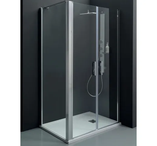 Box doccia SALOON in cristallo 6 mm trasparente 80x120 con profilo cromo - Tamanaco