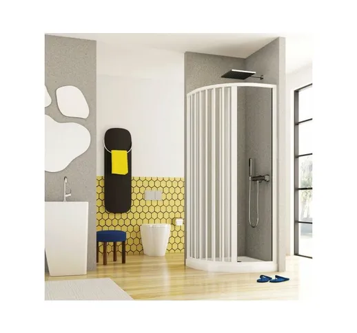 Box doccia semicircolare apertura laterale a soffietto, pvc bianco h185cm Platra Sisla Bia...