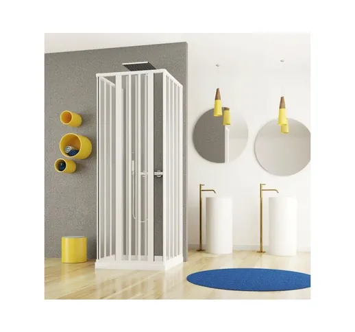 Box doccia tre lati soffietto ingresso centrale bilaterale pvc bianco h185cm Platra Naody...