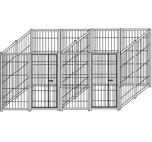 Box per cani doppio in rete perimetrale con zincatura a caldo dimensioni 200 x 200 x h 180...