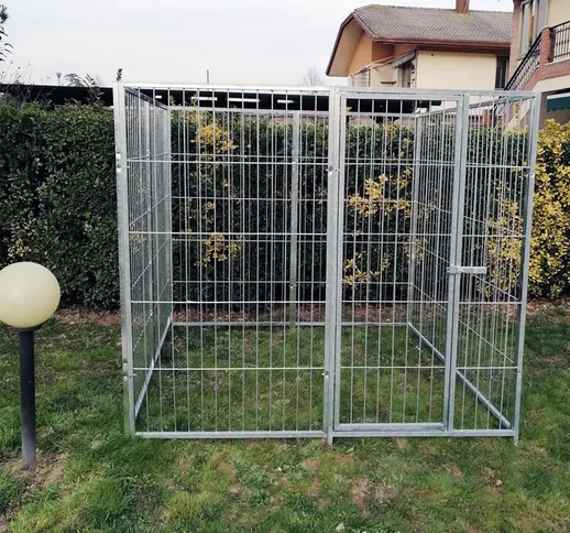 Box per cani da esterno con zincatura a caldo da 200x200x altezza 180 cm