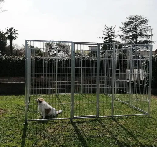 Box per cani singolo da esterno recinzione in rete zincatura elettrolitica dimensioni 300...