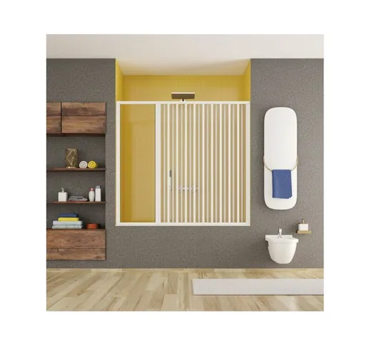 Box sopravasca soffietto doccia ingresso laterale pvc bianco h150cm Platra Ryam Bianco,150...