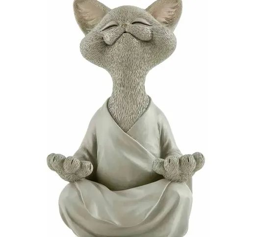Buddha Gatto Statua Collezione Meditazione Yoga Regalo per Gli Amanti dei Gatti Decorazion...