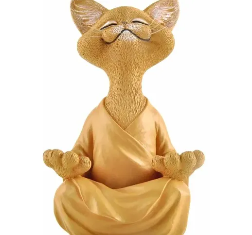 Buddha Gatto Statua Meditazione Collezione Yoga Regalo per Amante dei Gatti Meditazione De...