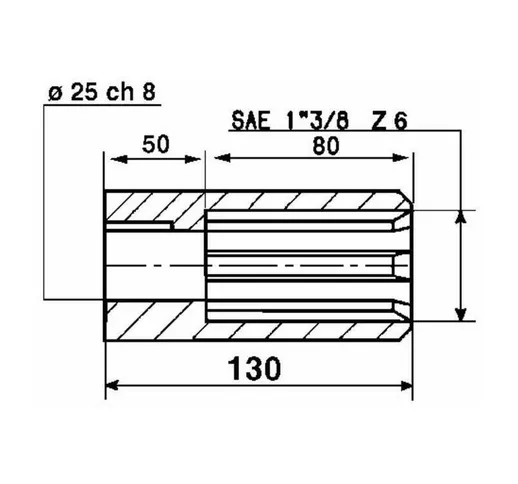 Bussola di riduzione per motori orbitali con albero Ø 25 mm con profilo d'uscita 1"3/8" Z6...