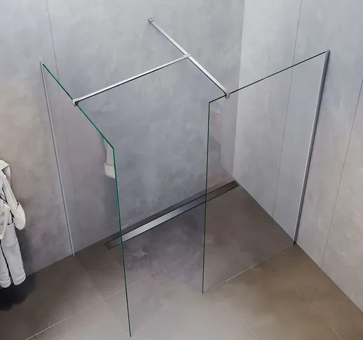 Cabina doccia walk in 90x200cm con pannello laterale da 80cm Cabina doccia in nano vetro d...