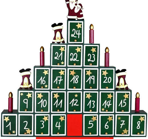 Calendario Avvento Albero di Natale in Legno 24 Cassetti Decorazioni Natalizie