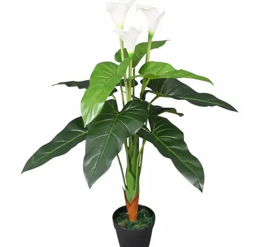 Decdeal - Calla Lily Artificiale con Vaso 85 cm Bianco