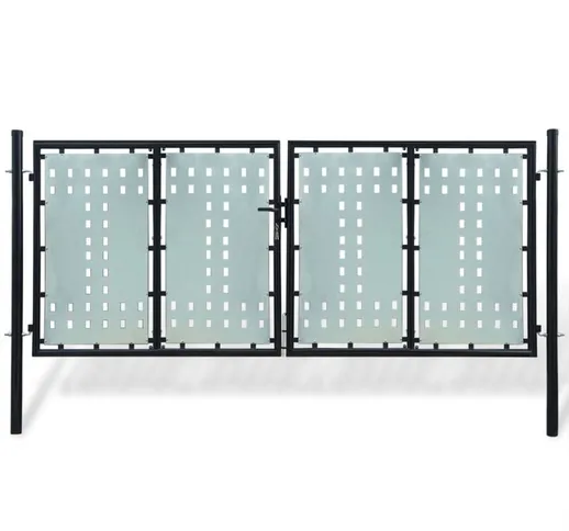 Decdeal - Cancello per Recinzione Singolo Nero 300 x 175 cm
