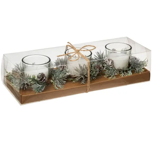 Candela centrotavola trio foglie bianche 180 g Feeric Lights&christmas Bianco