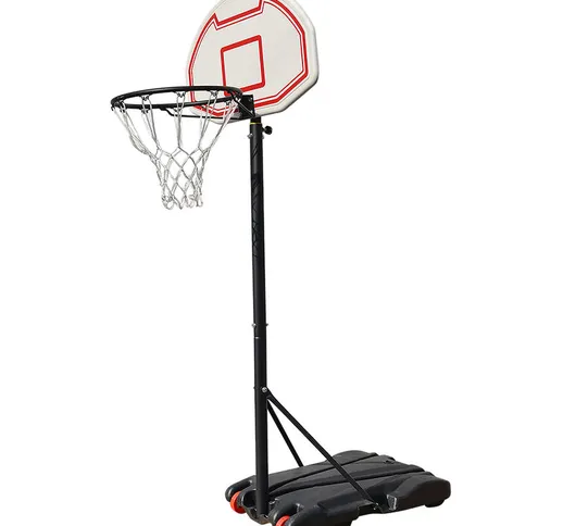 Canestro da basket regolabile in altezza su supporto con ruote 73 * 53 * 246 cm rosso-bian...