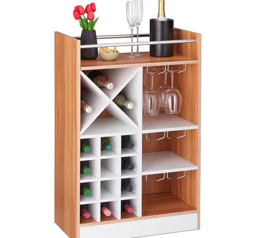 Cantinetta con Porta Calici, per 22 Bottiglie, da Terra, per Vino e Prosecco HxLxP: 96 x 6...