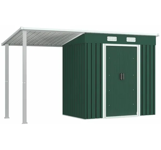 Capanno da Giardino con Tettoia in acciaio box esterni 346x121x181 cm colore : VERDE