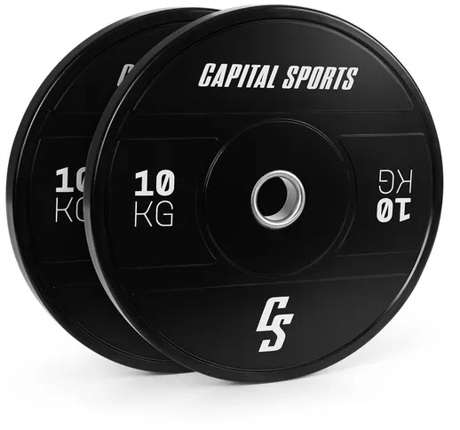 capital_sports Sports Elongate 2020, Dischi Peso, 2 x 10 kg, Gomma Dura, 50,4mm
