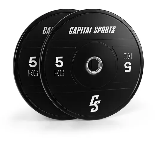 capital_sports Sports Elongate 2020, Dischi Peso, 2 x 5 kg, Gomma Dura, 50,4mm