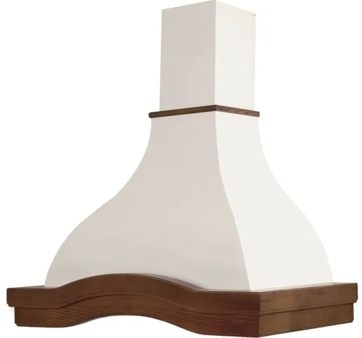 Cappa cucina rustica bianca EGIZIA con cornice in legno intarsio cm 90